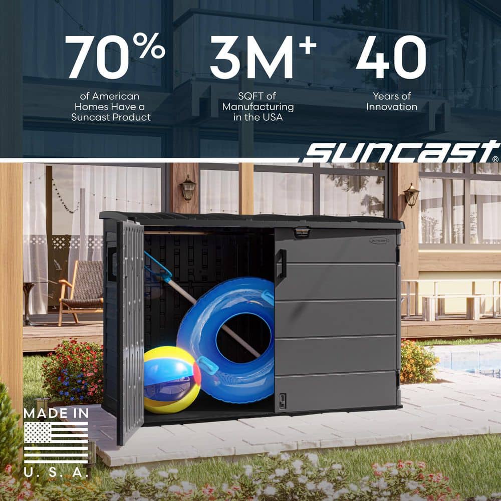 Stylish and Durable Stow-Away 4' x 6' Plastic Resin Horizontal Storage Shed in Peppercorn Gray - Perfect for Organizing Your Outdoor Space!