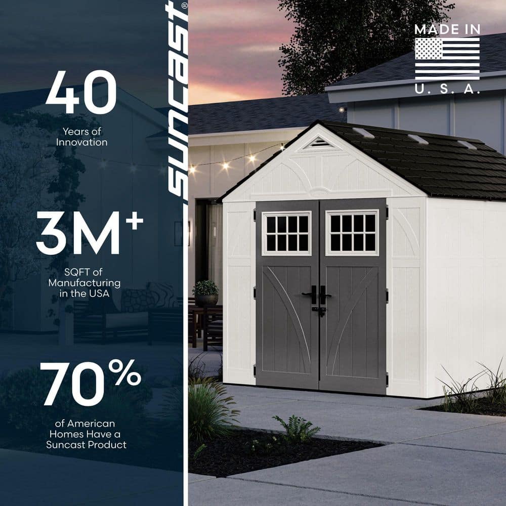 Elevate Your Outdoor Storage with the Tremont 8 Ft. W x 10 Ft. D Durable Plastic Resin Shed in Fresh Ice Cube White