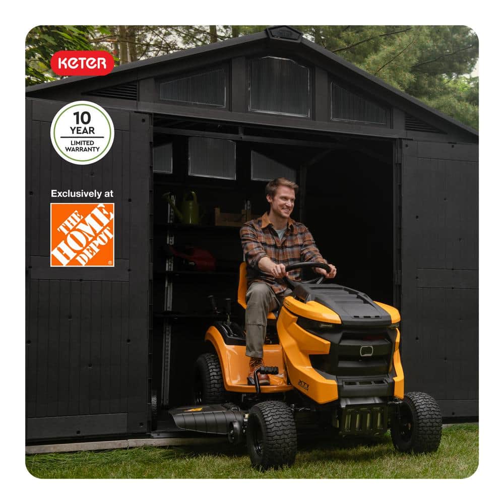 Keter Stronghold 2.0 10 Ft. W x 8 Ft. D Grey Resin Plastic Shed with Floor (74 Sq. Ft.)