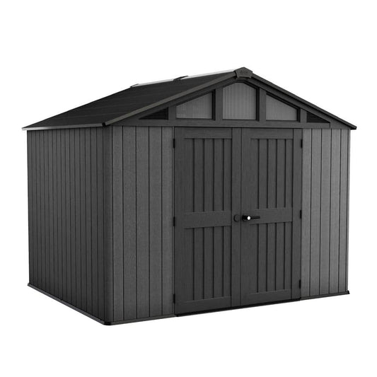 Keter Stronghold 2.0 10 Ft. W x 8 Ft. D Grey Resin Plastic Shed with Floor (74 Sq. Ft.)