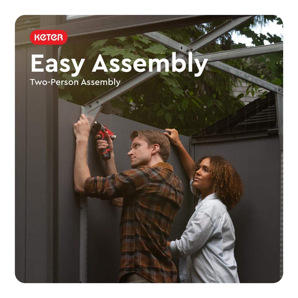 Keter Stronghold 2.0 10 Ft. W x 8 Ft. D Grey Resin Plastic Shed with Floor (74 Sq. Ft.)