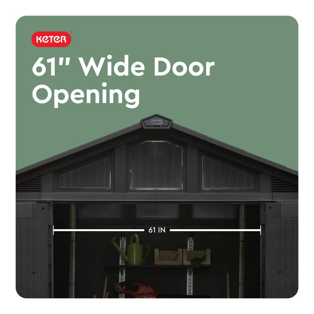 Keter Stronghold 2.0 10 Ft. W x 8 Ft. D Grey Resin Plastic Shed with Floor (74 Sq. Ft.)