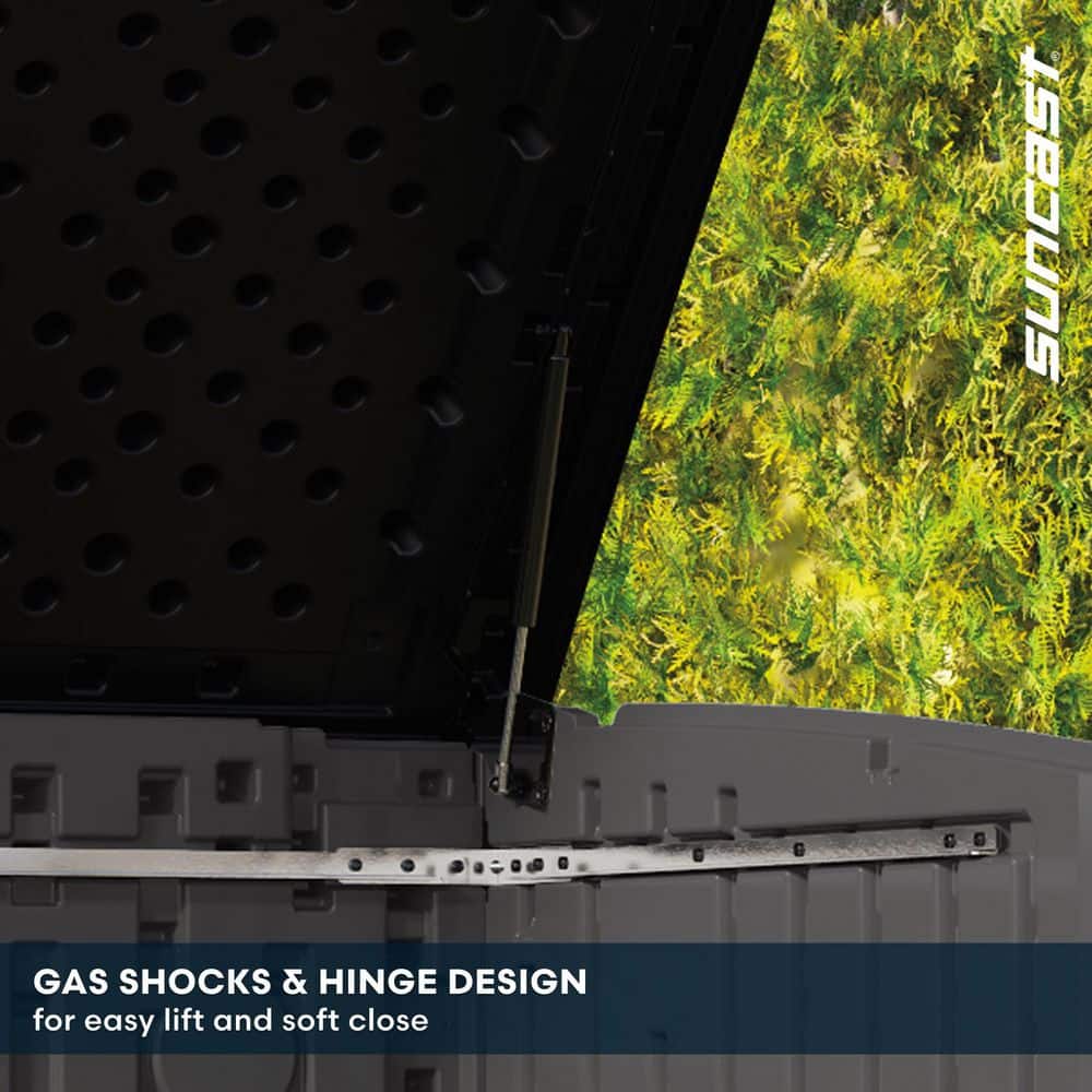 Stylish and Durable Stow-Away 4' x 6' Plastic Resin Horizontal Storage Shed in Peppercorn Gray - Perfect for Organizing Your Outdoor Space!