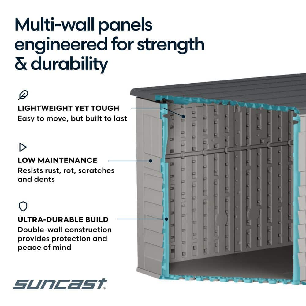 Stylish and Durable Stow-Away 4' x 6' Plastic Resin Horizontal Storage Shed in Peppercorn Gray - Perfect for Organizing Your Outdoor Space!