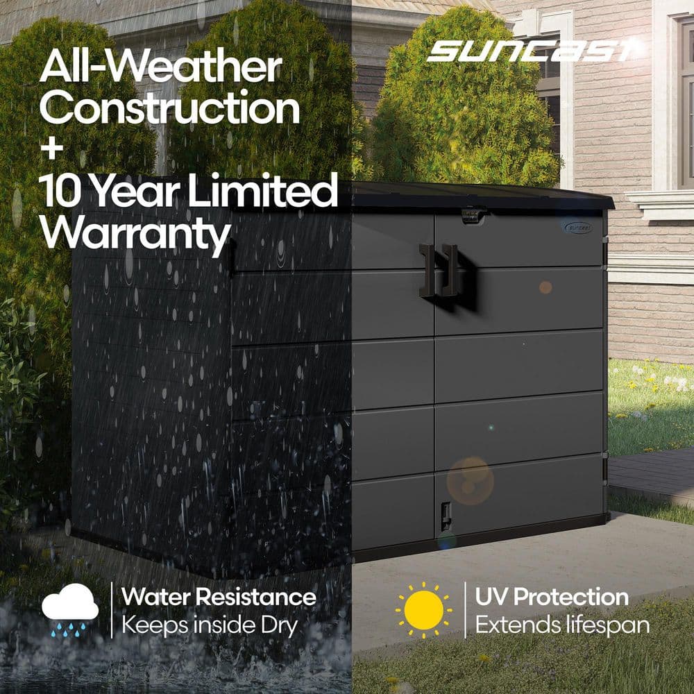 Stylish and Durable Stow-Away 4' x 6' Plastic Resin Horizontal Storage Shed in Peppercorn Gray - Perfect for Organizing Your Outdoor Space!