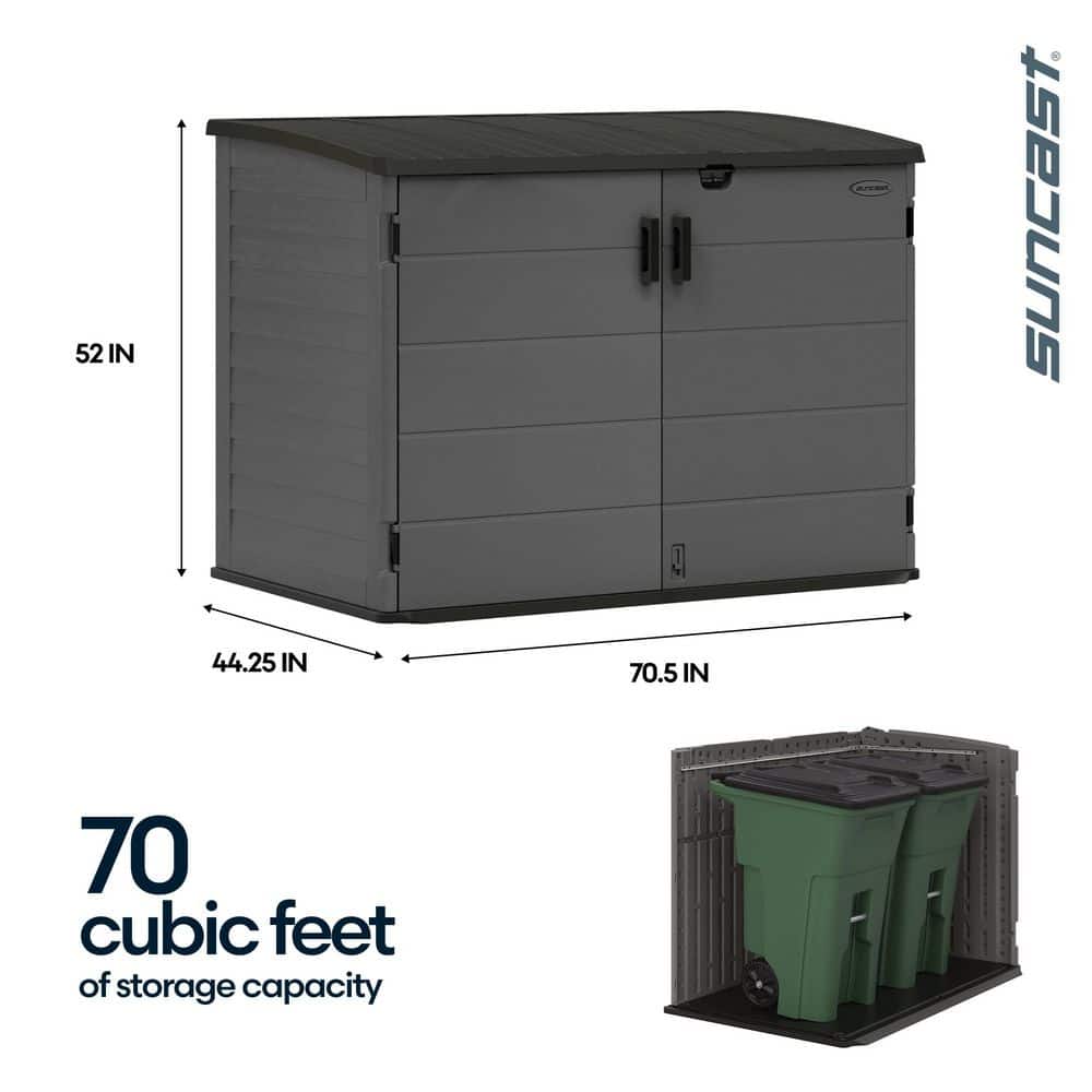 Stylish and Durable Stow-Away 4' x 6' Plastic Resin Horizontal Storage Shed in Peppercorn Gray - Perfect for Organizing Your Outdoor Space!