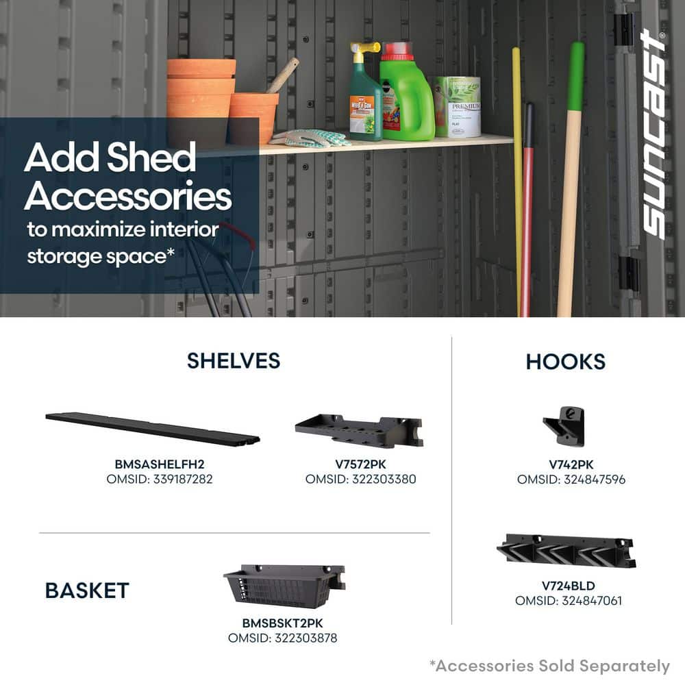 Stylish and Durable Stow-Away 4' x 6' Plastic Resin Horizontal Storage Shed in Peppercorn Gray - Perfect for Organizing Your Outdoor Space!