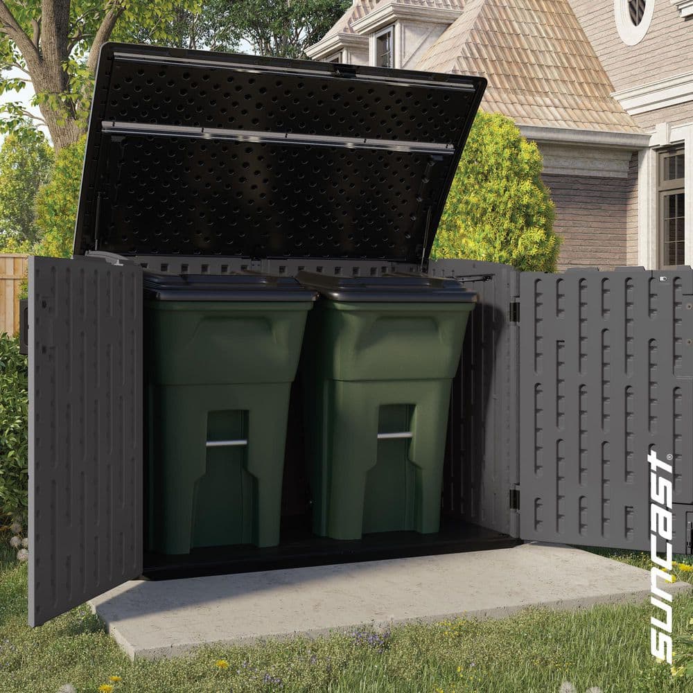 Stylish and Durable Stow-Away 4' x 6' Plastic Resin Horizontal Storage Shed in Peppercorn Gray - Perfect for Organizing Your Outdoor Space!