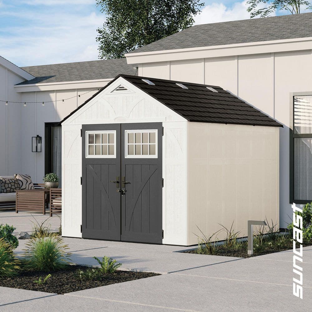 Elevate Your Outdoor Storage with the Tremont 8 Ft. W x 10 Ft. D Durable Plastic Resin Shed in Fresh Ice Cube White