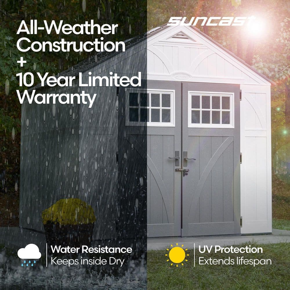 Elevate Your Outdoor Storage with the Tremont 8 Ft. W x 10 Ft. D Durable Plastic Resin Shed in Fresh Ice Cube White