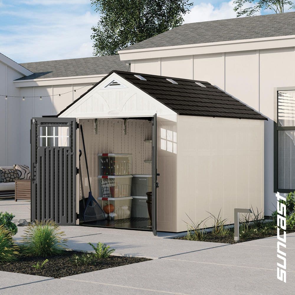 Elevate Your Outdoor Storage with the Tremont 8 Ft. W x 10 Ft. D Durable Plastic Resin Shed in Fresh Ice Cube White